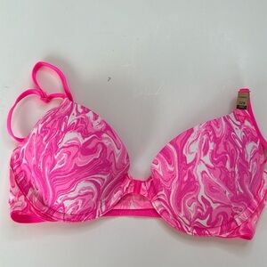 Pink Victoria’s Secret pink marble Front closure Tshirt bra 32B